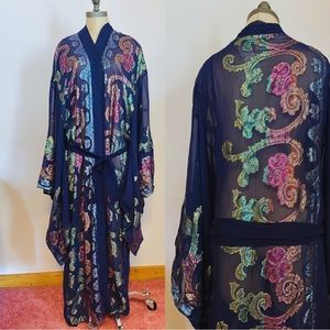 Vintage 1990s Victoria’s Secret Good Label Sheer Chiffon Lamé Kimono Style Robe